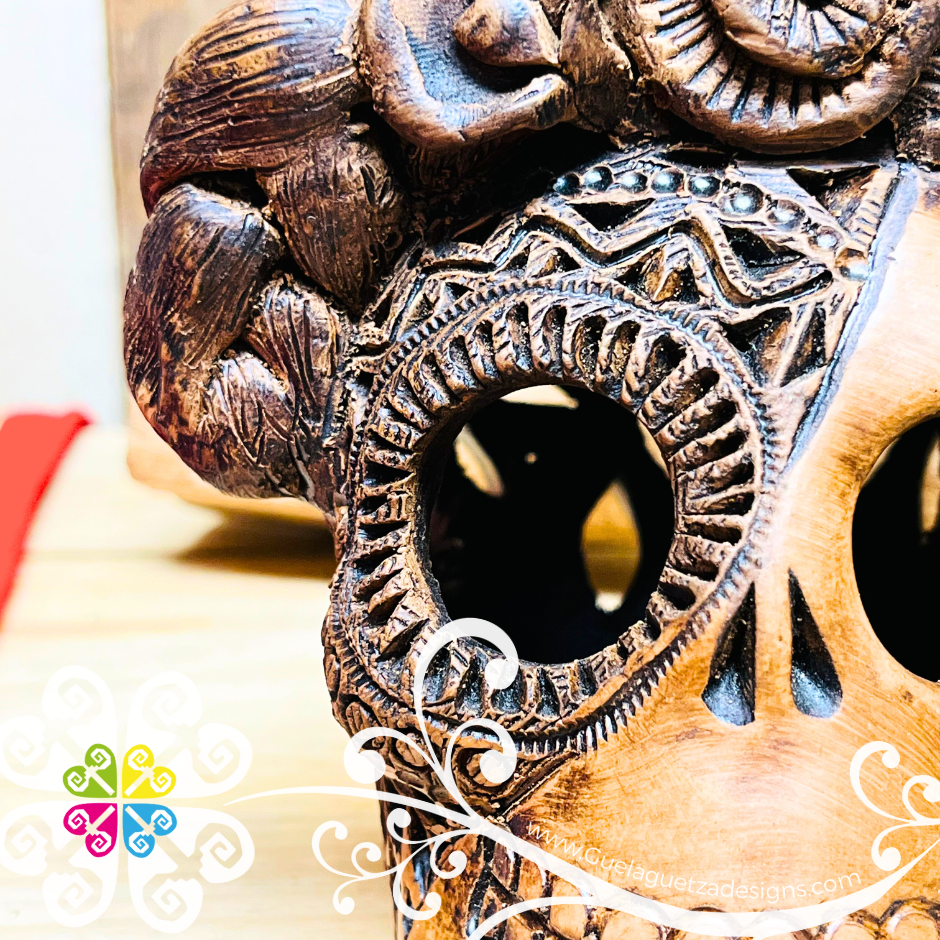 Medium Frida Skull - Barro Café Oaxaca