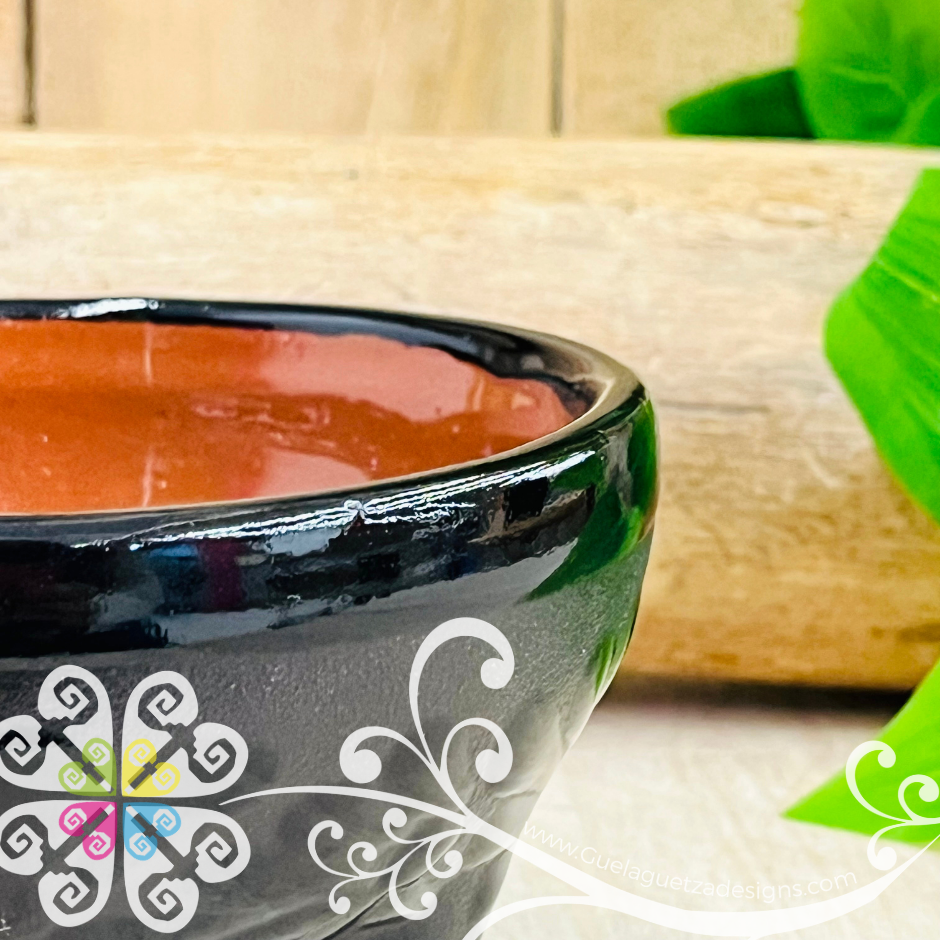 Set of 4 Black Small Espiga Molcajete Barro - Mexican Kitchen
