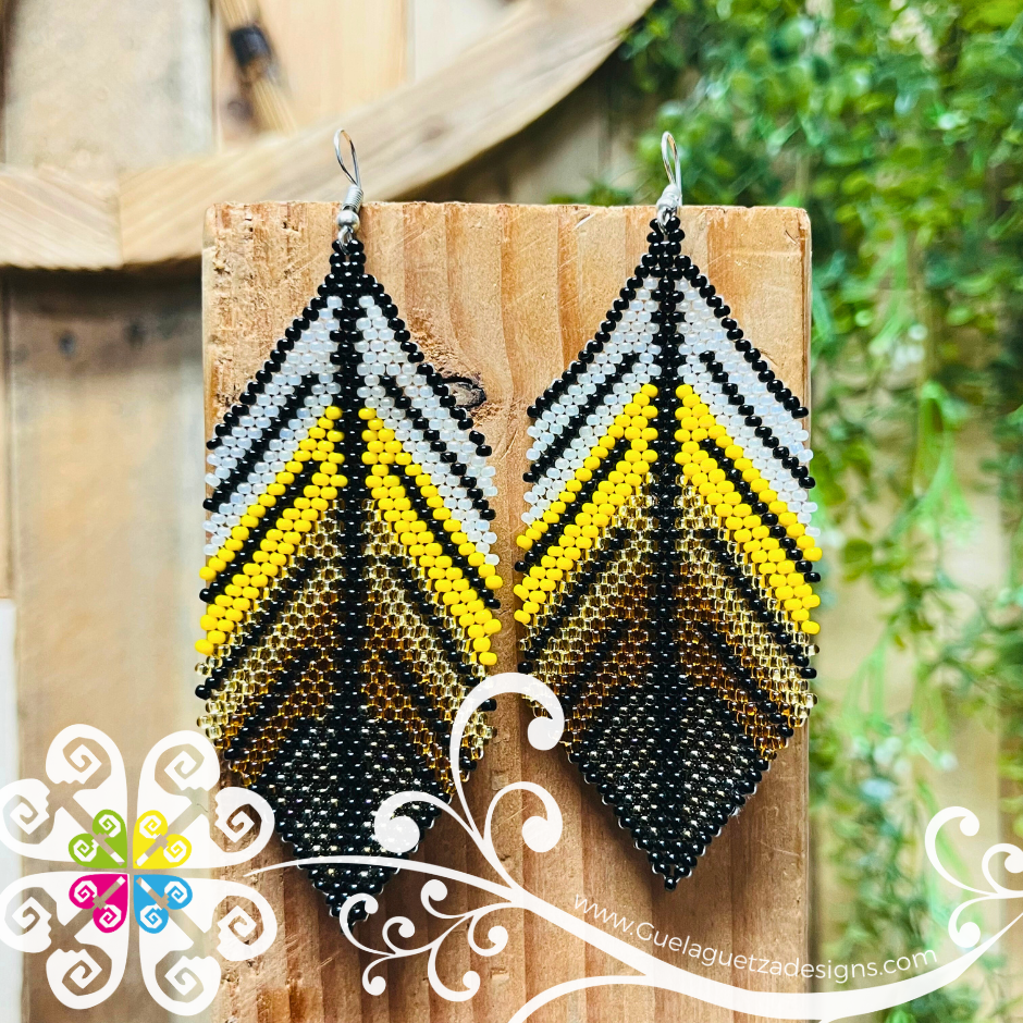 Long Leaf Beaded Earrings