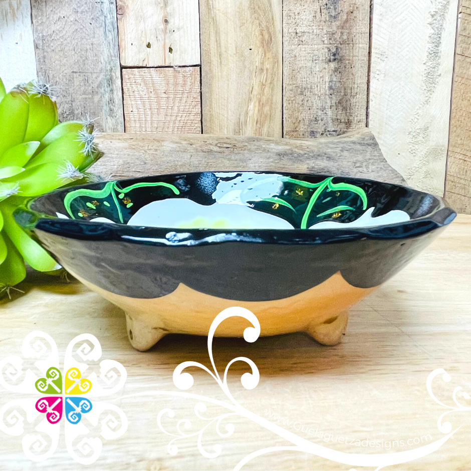 Black Guerrero Hand Painted Salsa Bowl - Salcero De Barro