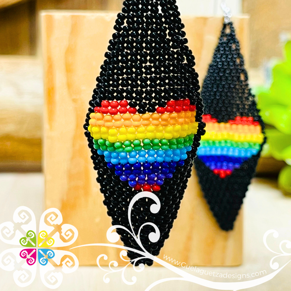 Long Diamond Beaded Earrings - Pride Collection