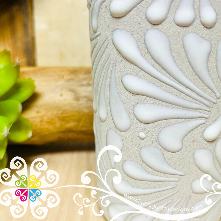 Set of White Espiga Plumeado Tall Cup - Set Clay Cup