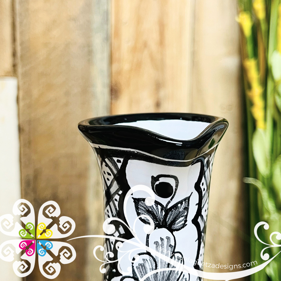 Black Flowers Talavera Set Tequilero - Talavera Kitchen