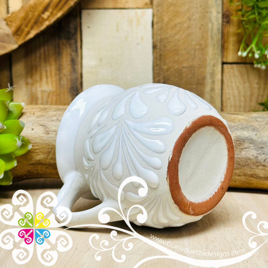 Set of Engobe/White Espiga Clay Mugs - Set Taza Barro