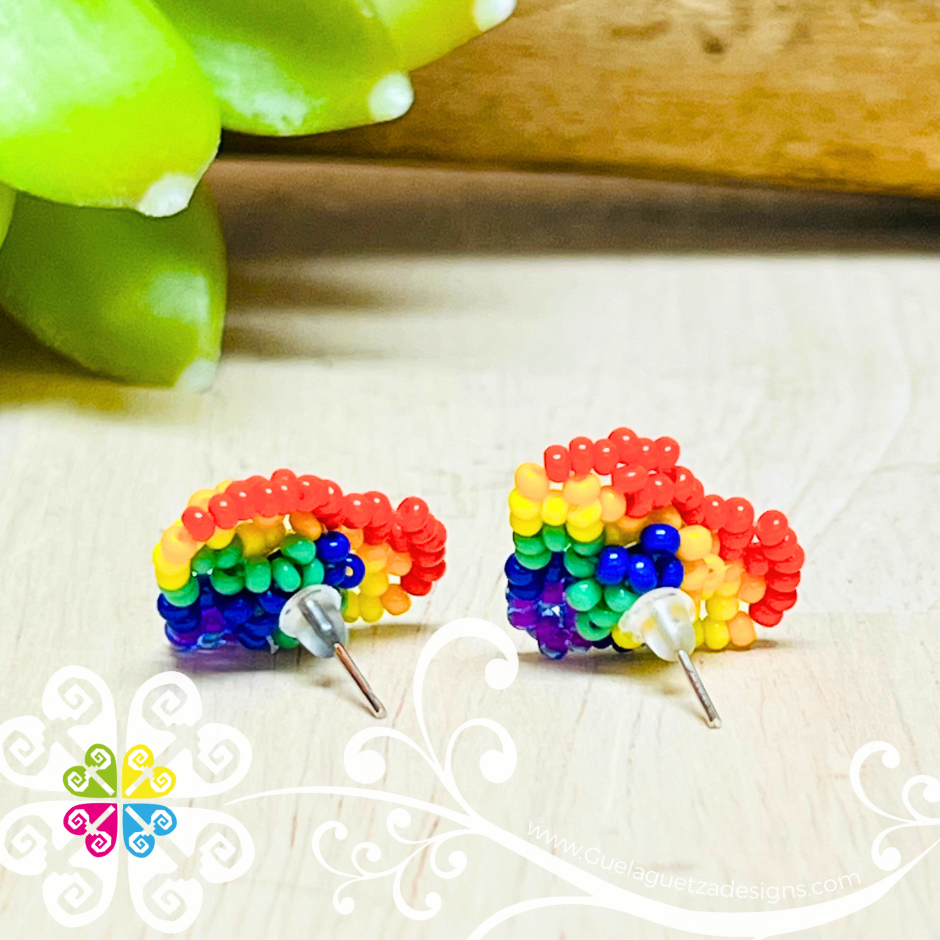 Heart Beaded Studs- Pride Collection