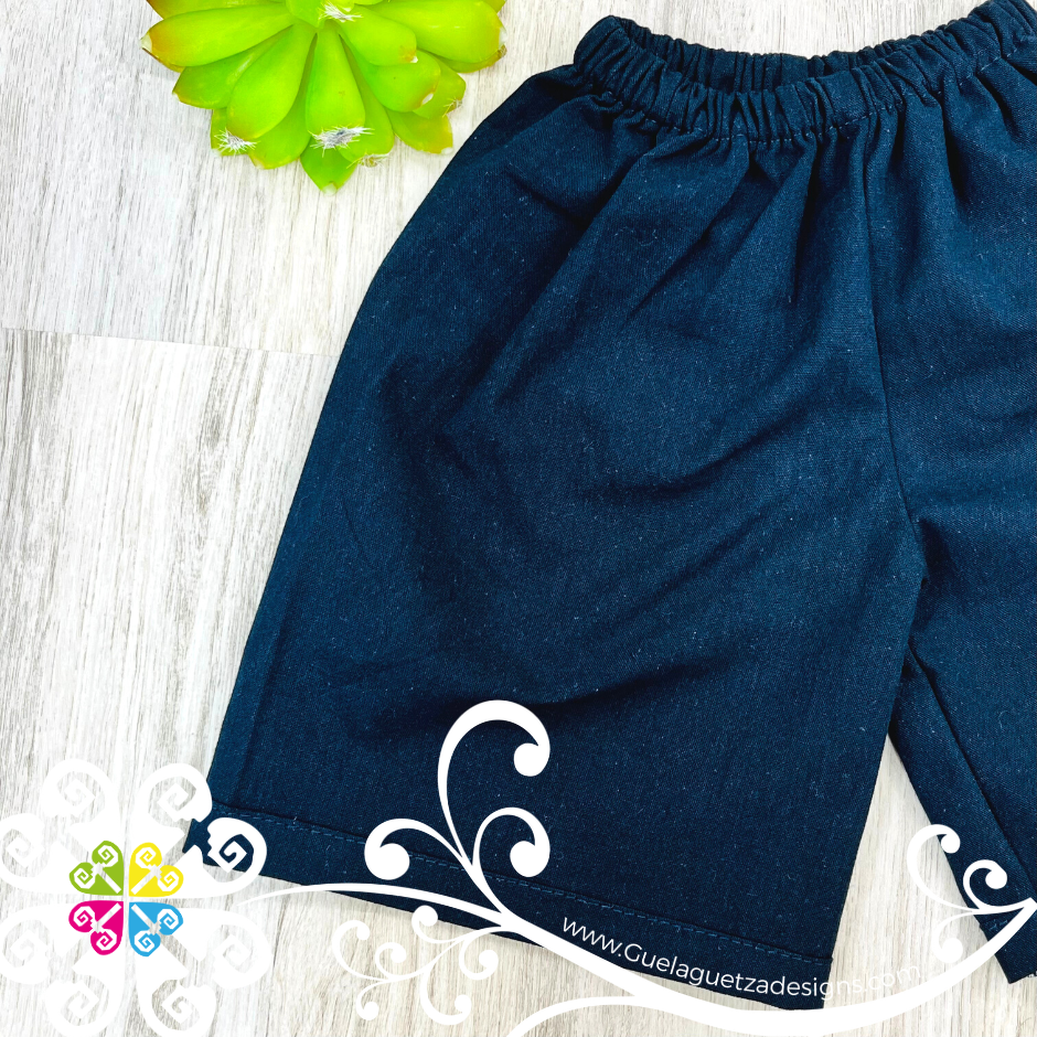 Navy Blue Lalito Short and Shirt Set - Mexican Boy Outfit
