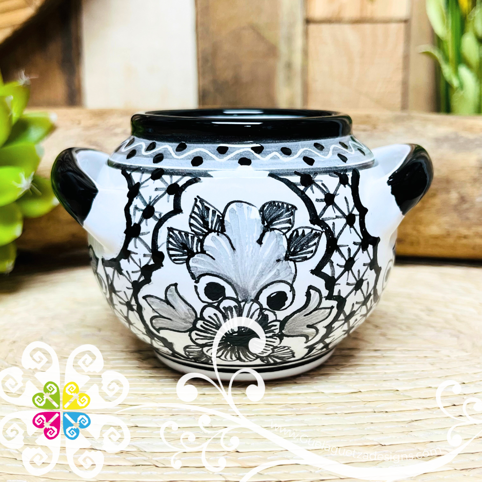 Medium Black Talavera Sugar Bowl - Talavera Azucarera - Talavera Kitchen
