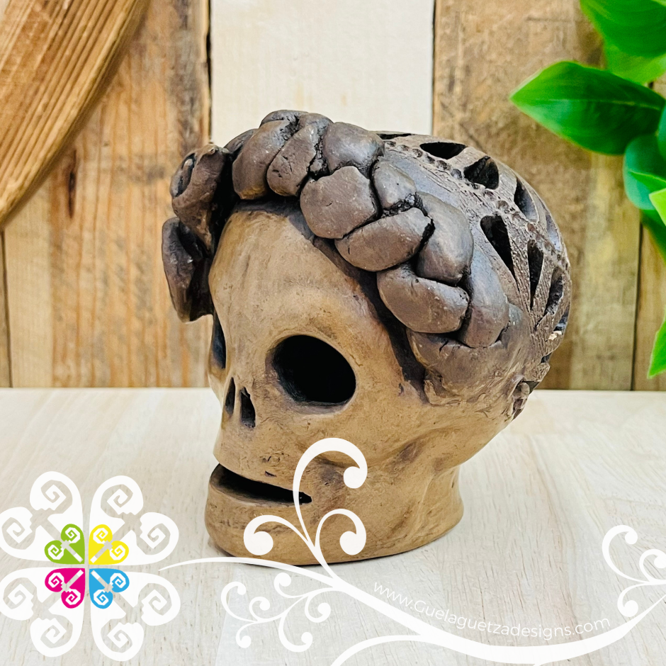 Small Frida Skull - Barro Café Oaxaca