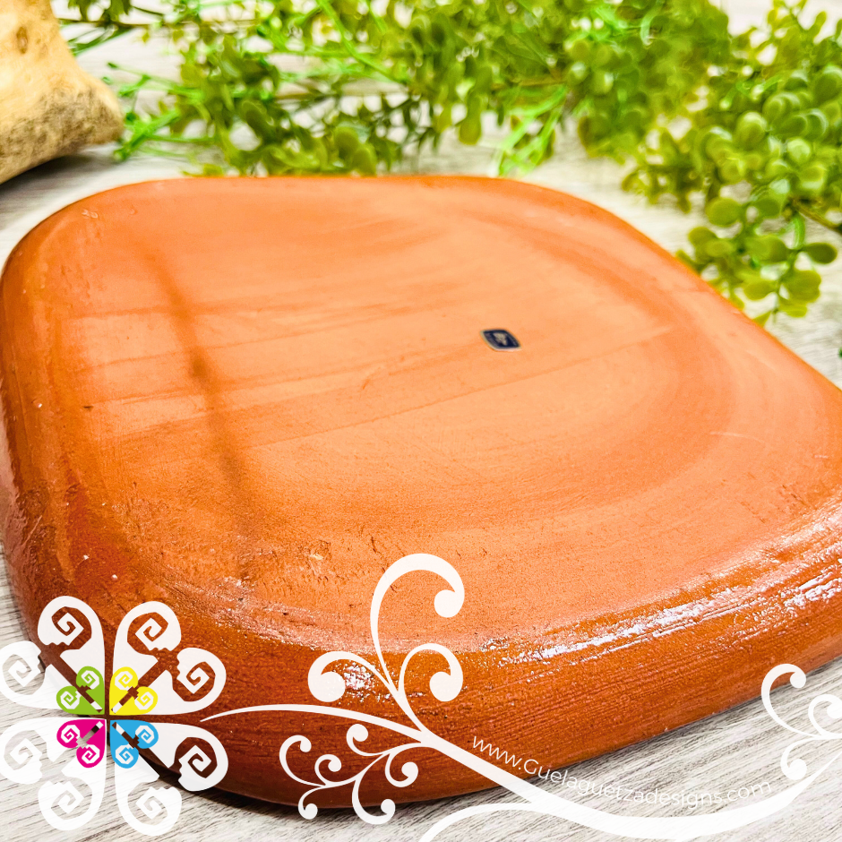 Set of 4 Square Medium Capula Traditional Plate - Set Capula Sencillo Clay Plate