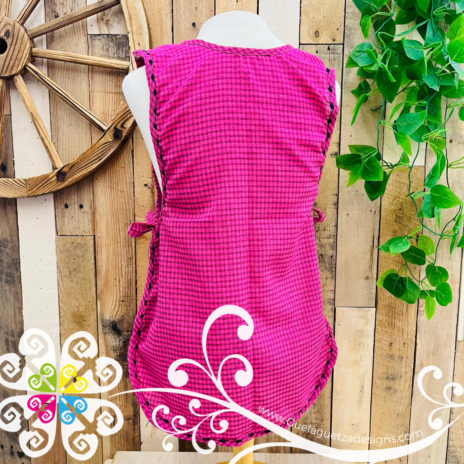 Fuchsia Escapulario Embroider Apron - Mandil Artesanal
