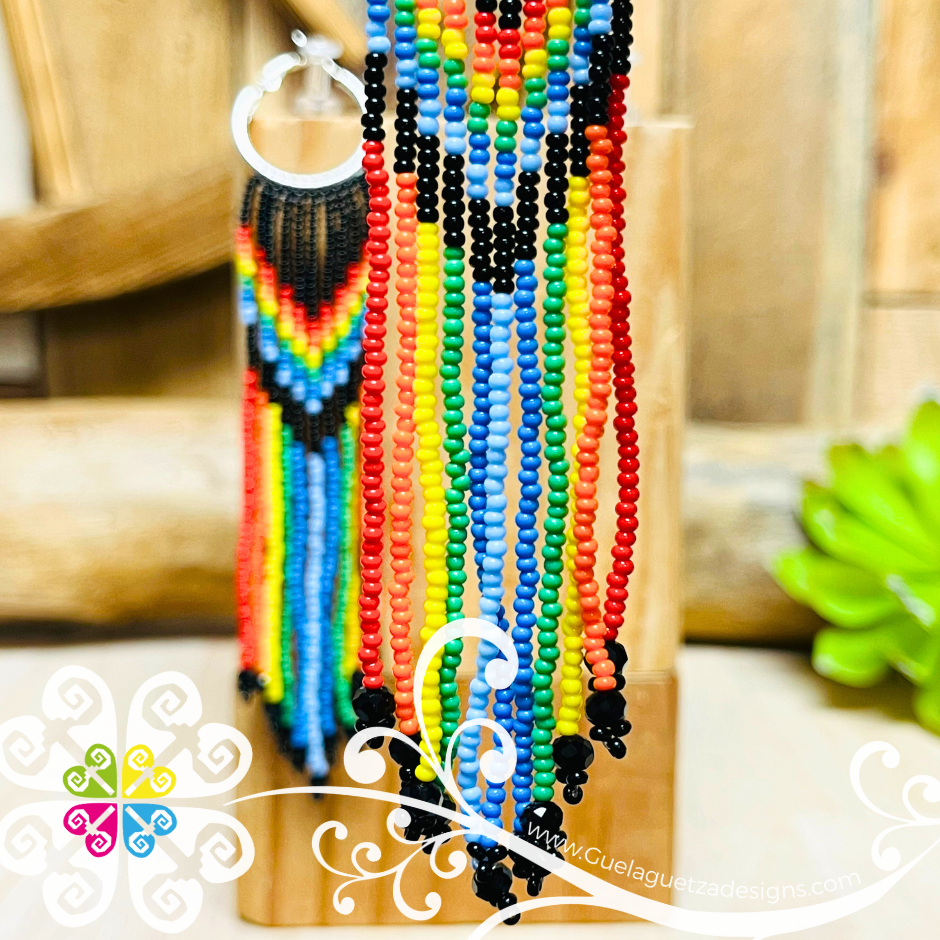 Round Long Cascade Beaded Earrings - Pride Collection