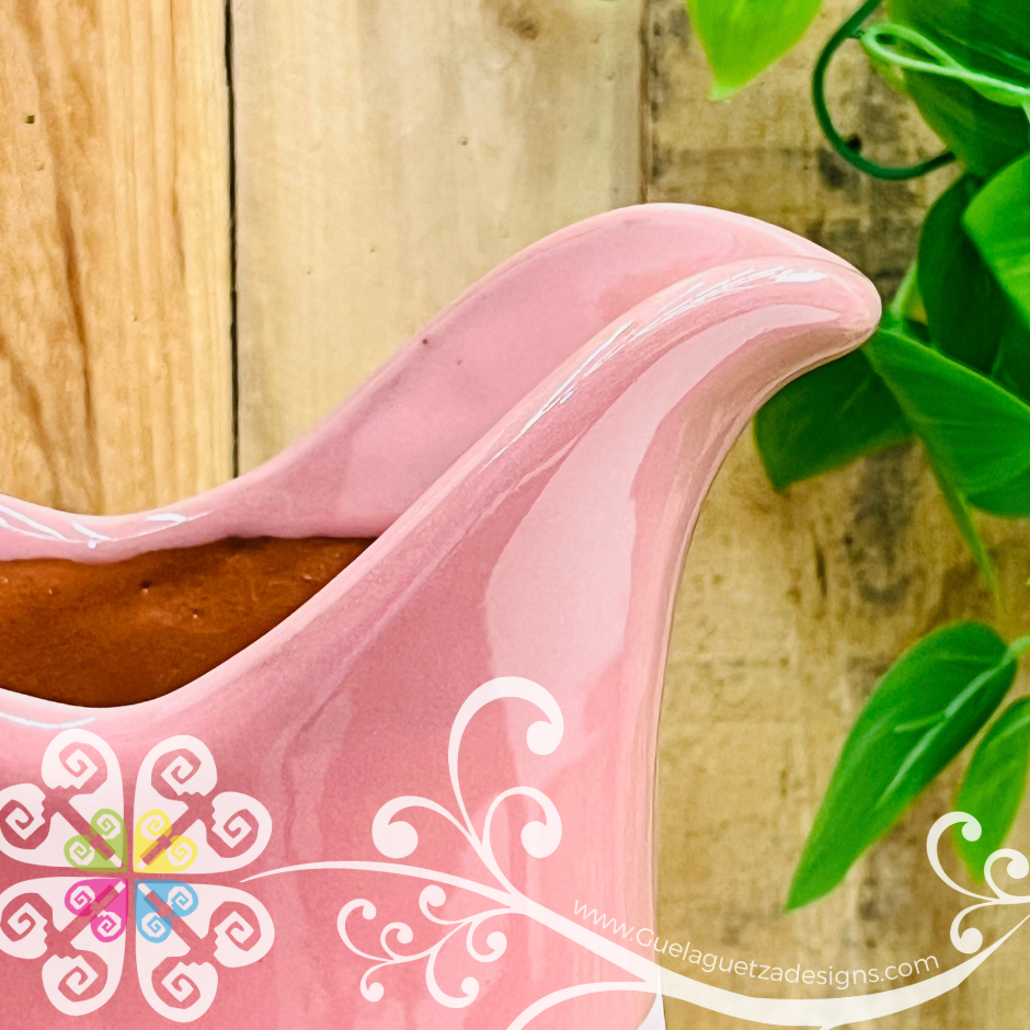 Pink Espiga con Pink Engobe Large Pato Clay Pitcher - Jarro de Barro