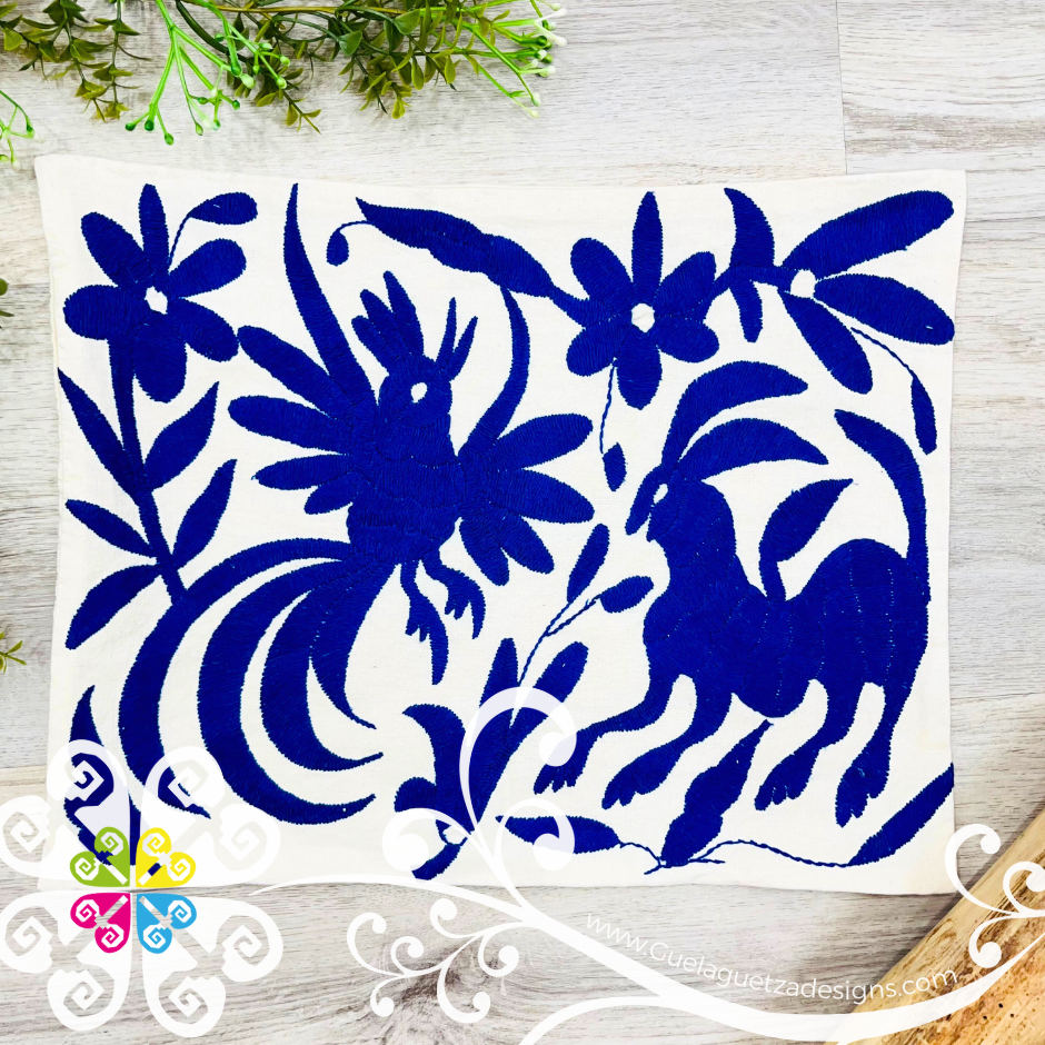 Royal Blue Otomi Decorative Pillow Cases - with Zipper