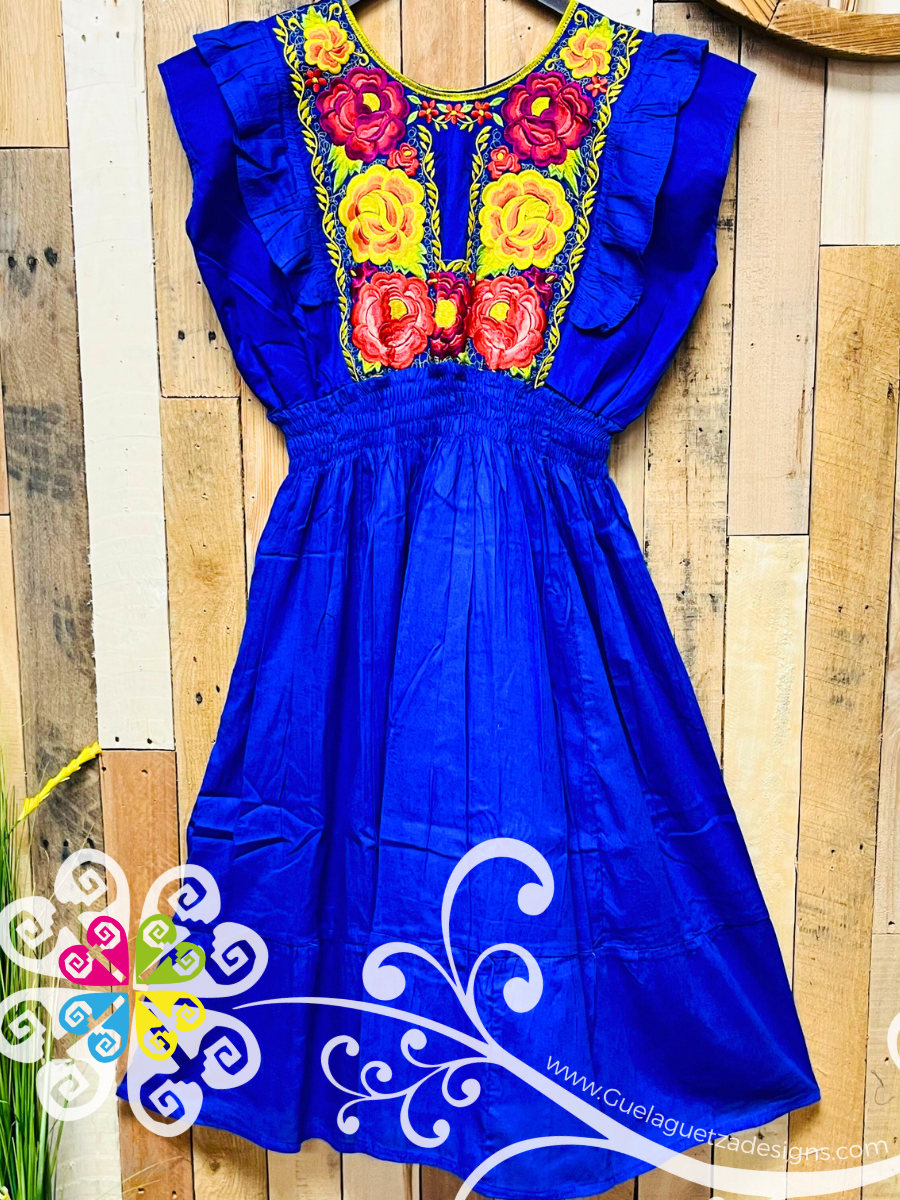 Royal Blue Tehuana Bonita Dress