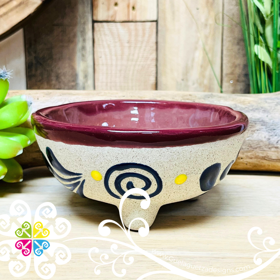 Set of 4 Multicolor Medium Molcajete Barro - Mexican Kitchen