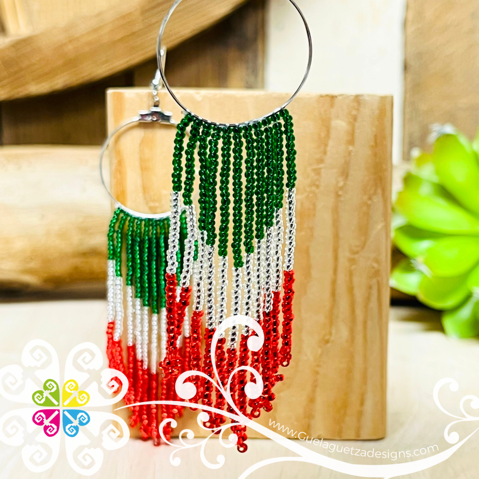 Round Tricolor Beaded Cascade Earrings