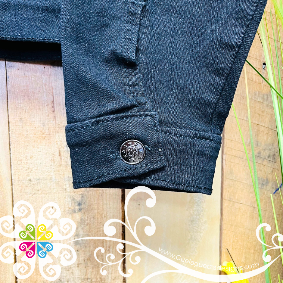 Black Chiapas Embroidered Jean Jacket