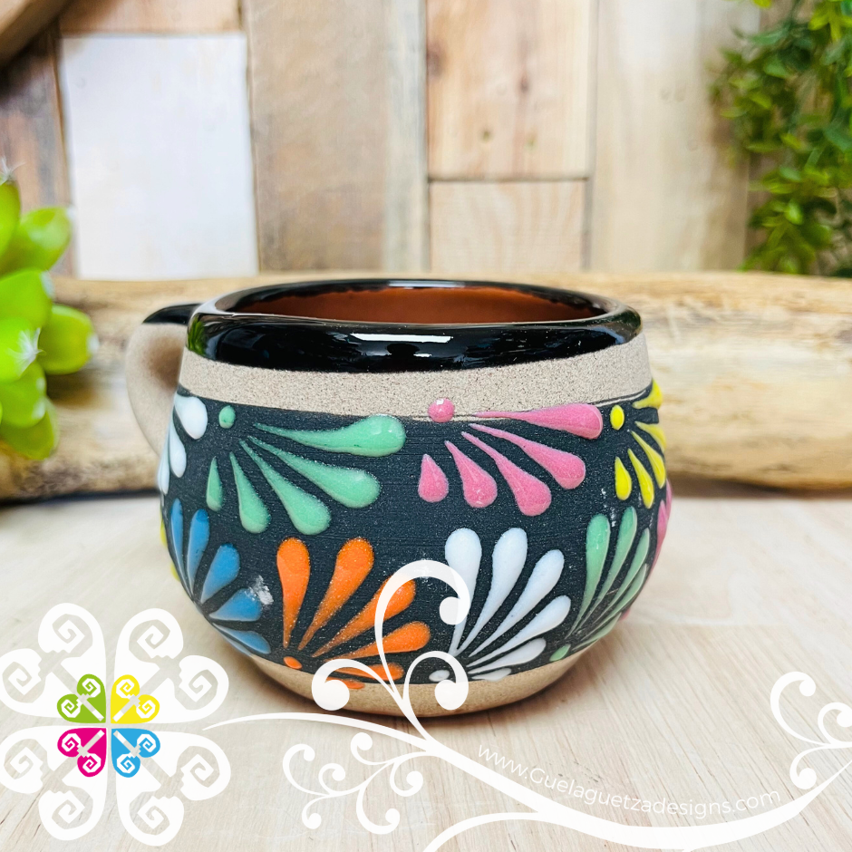 Set of 4 Arcoiris Cappuccino Clay Mugs - Set Taza Barro