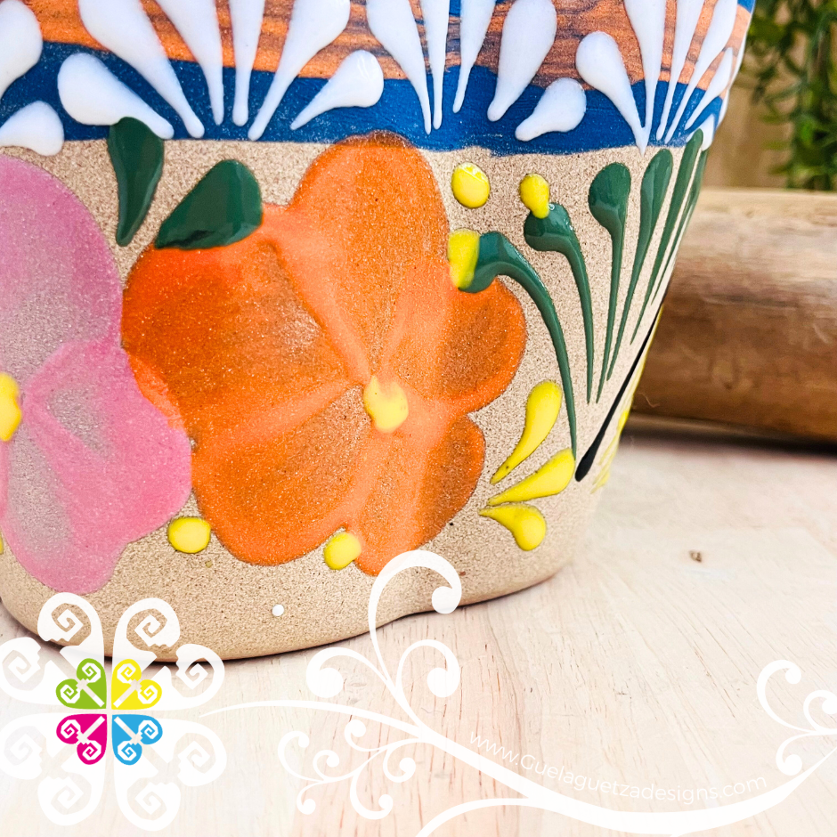 Red Flores Clay Utensil Holder - Spoon Holder