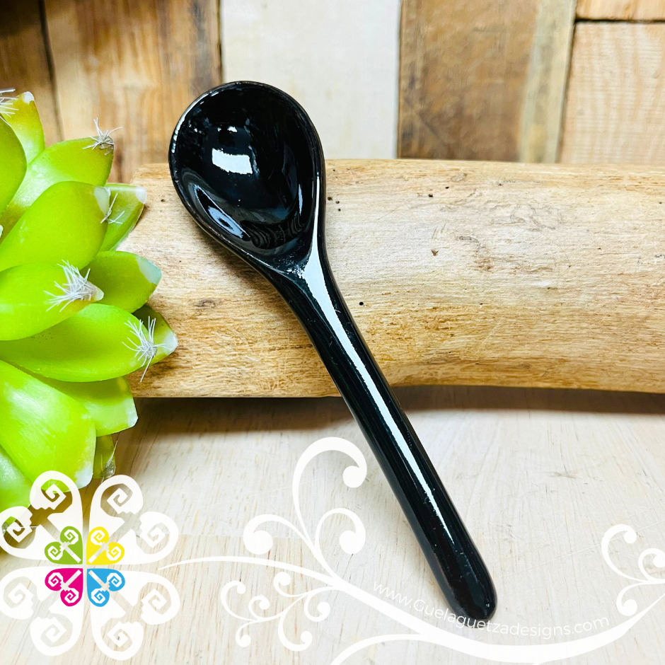 Black With Multicolor Clay Mug with Spoon - Taza Espiga con Cuchara