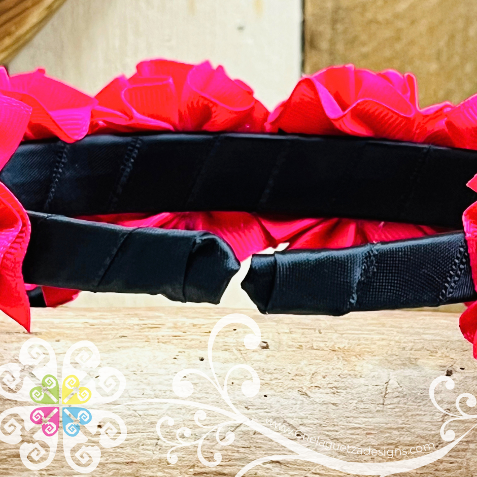 Fuchsia Catrina Ribbon Flower Headband - Folkloric Headband
