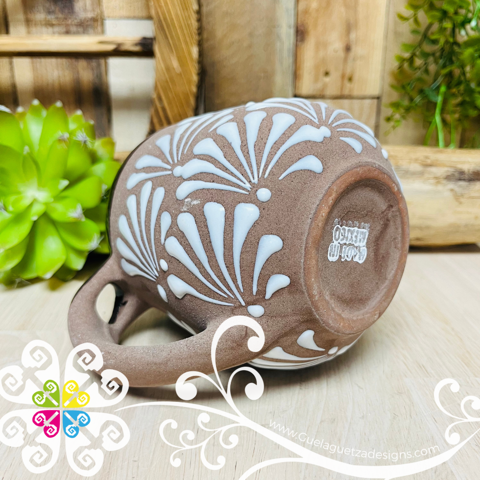 Taza Espiga con Cuchara - Brown with White - Clay Mug with Spoon