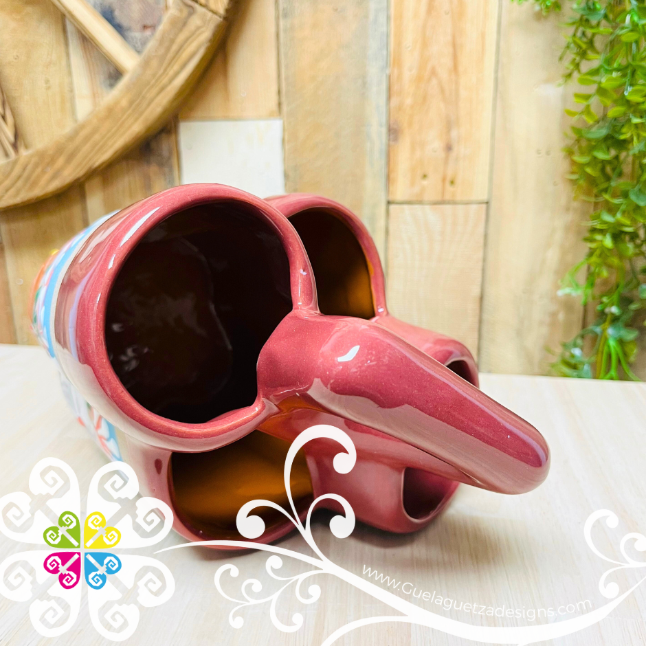 Maroon Flores Clay Utensil Holder - Spoon Holder