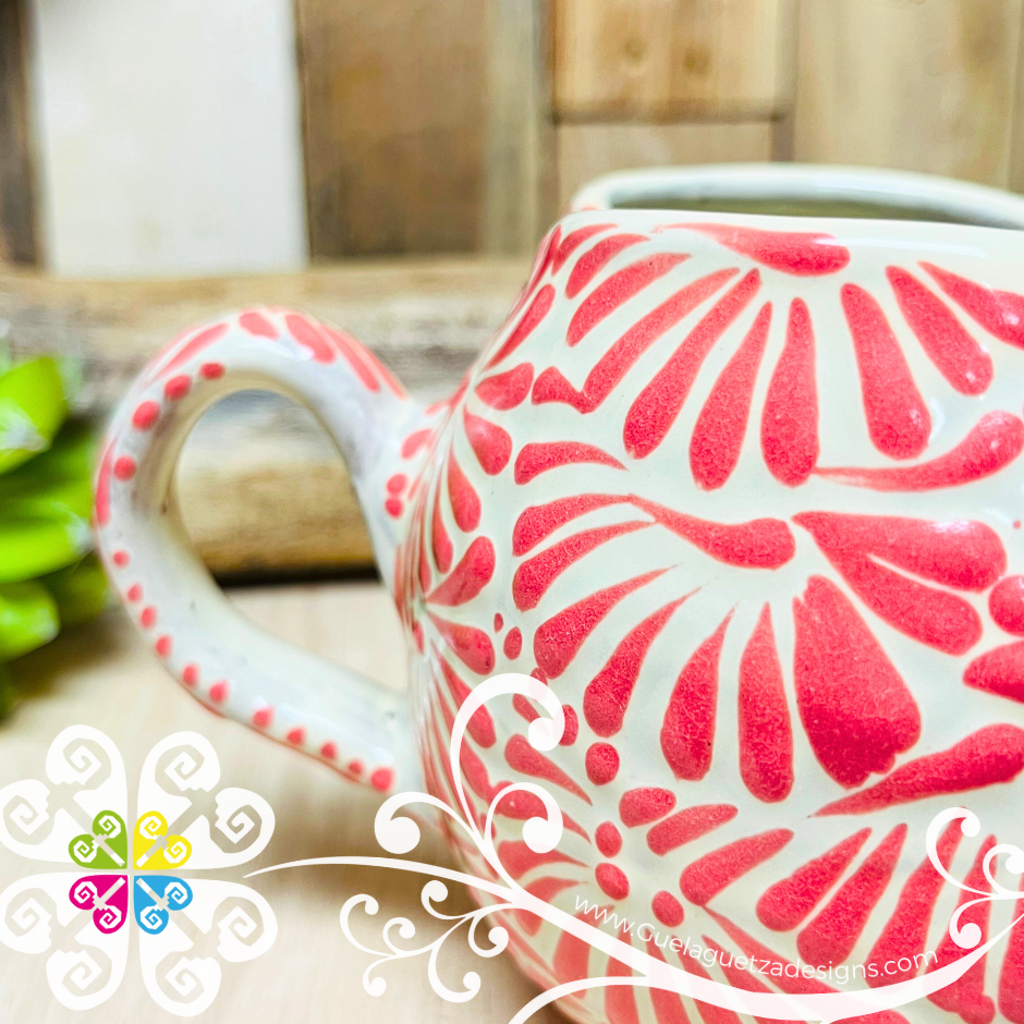 Large Round Corazon Pink Talavera Mug - Single Talavera Mug