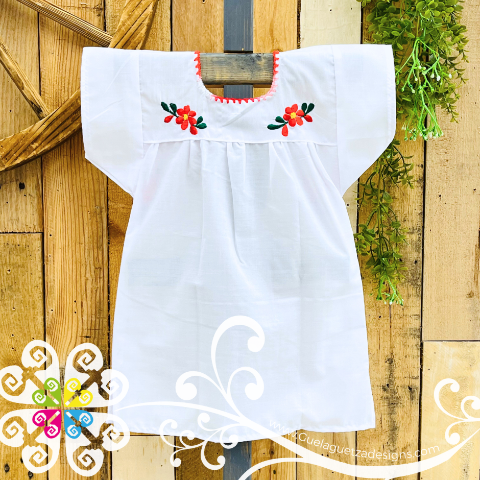 White Vestido Tehuacan Nina - Tehuacan Children Dress