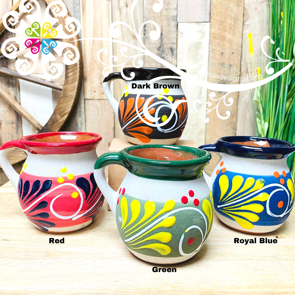 Single Decorated Clay Mugs - Single Taza Barro