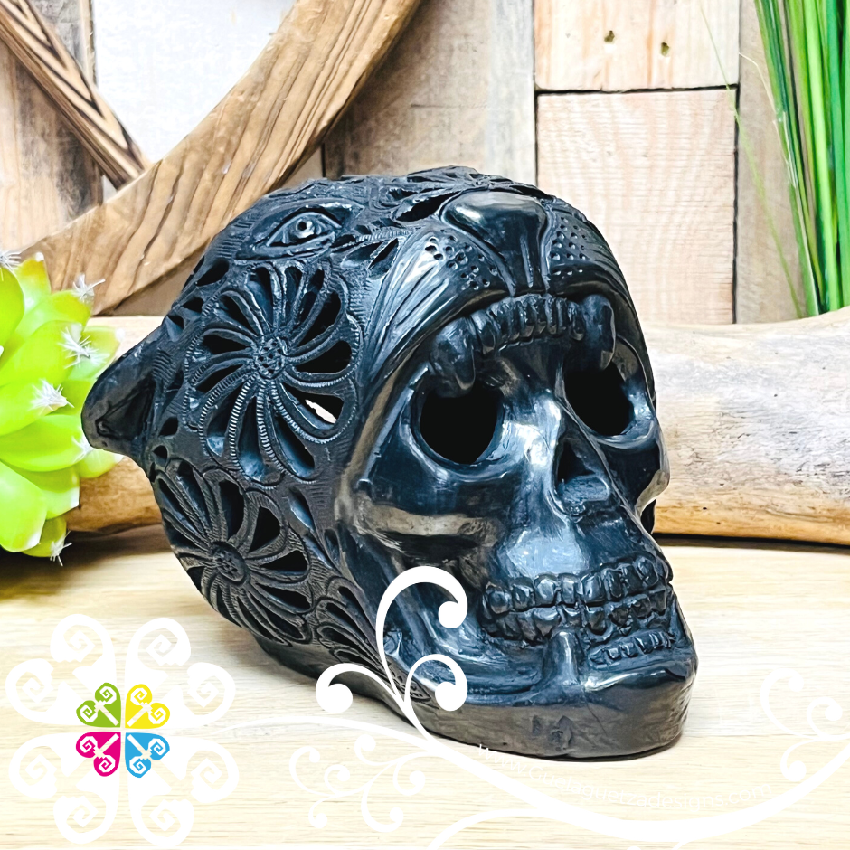 黒　スカル　置物◇ Large Jaguar Warrior - Black Clay Oaxaca – Guelaguetza Designs