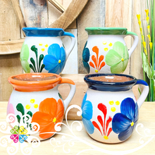 Set of 4 Feathered Decorated Mexican Clay Mugs - Jarrito Mexicano