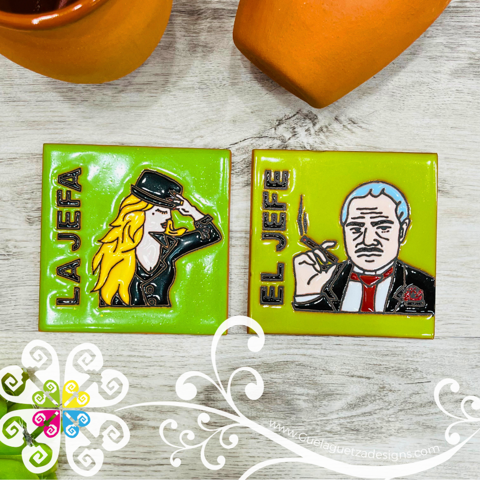 La Jefa & El Jefe - Set of Clay Coasters