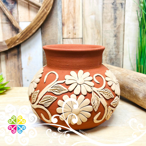 Small Beautifully Imperfect Decorated Clay Ollita - Barro Bordado Oaxaca