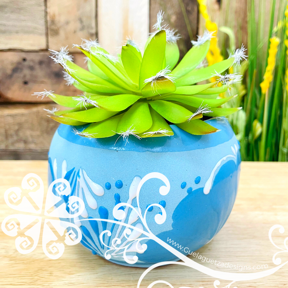 small teal plant pot Small Clay Planter
