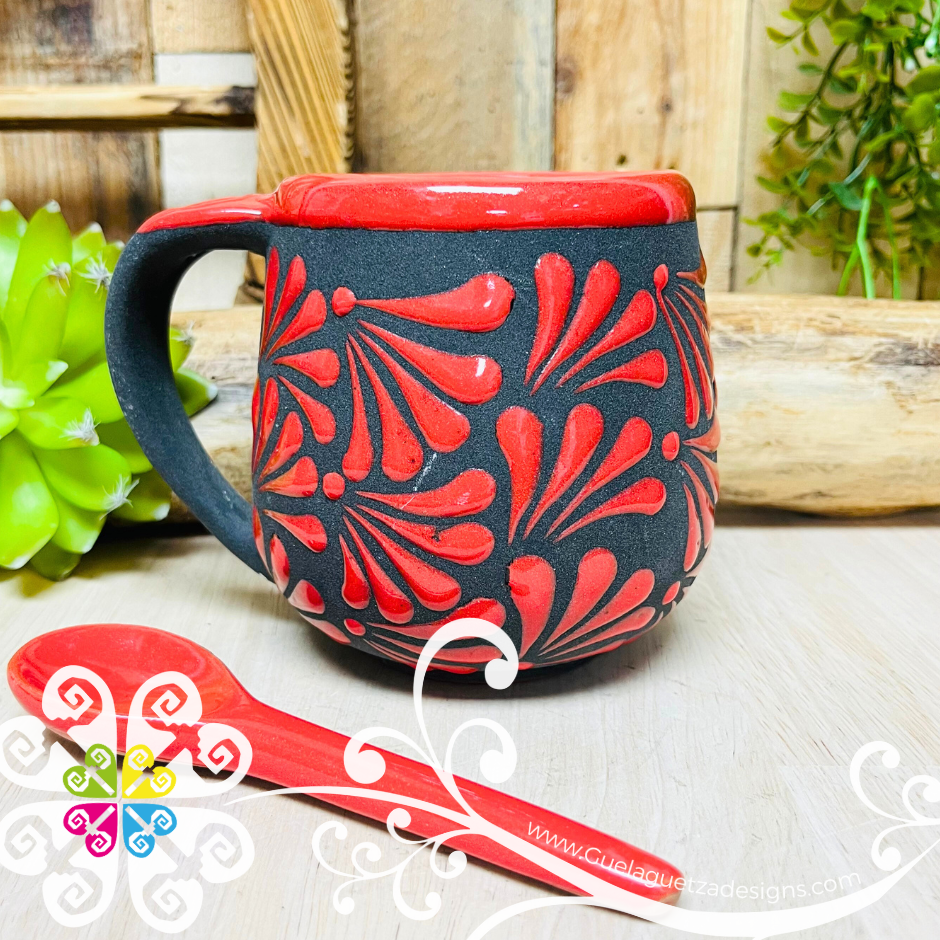 Taza Espiga con Cuchara - Red- Clay Mug with Spoon