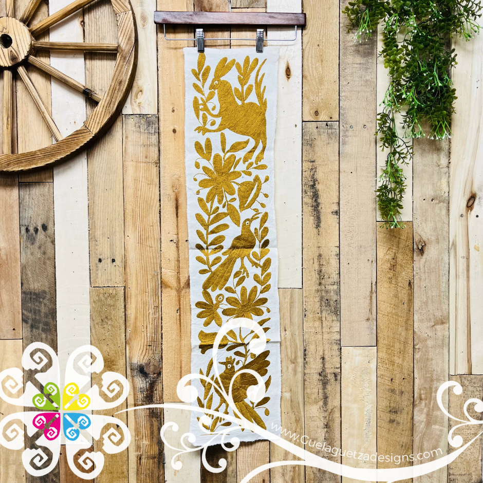 Small Mustard Solid Half Otomi Table Runner - Camino de Tenango
