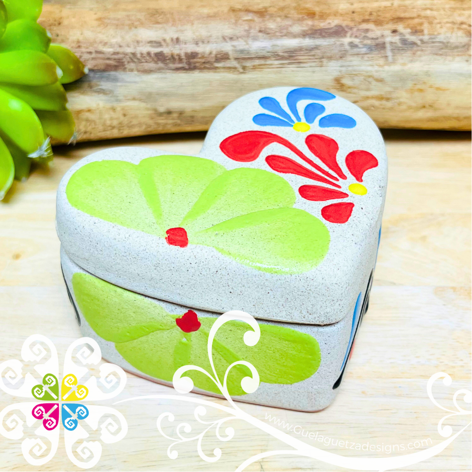 Flower Heart Clay Box - Jewelry Box - Alajero Corazon