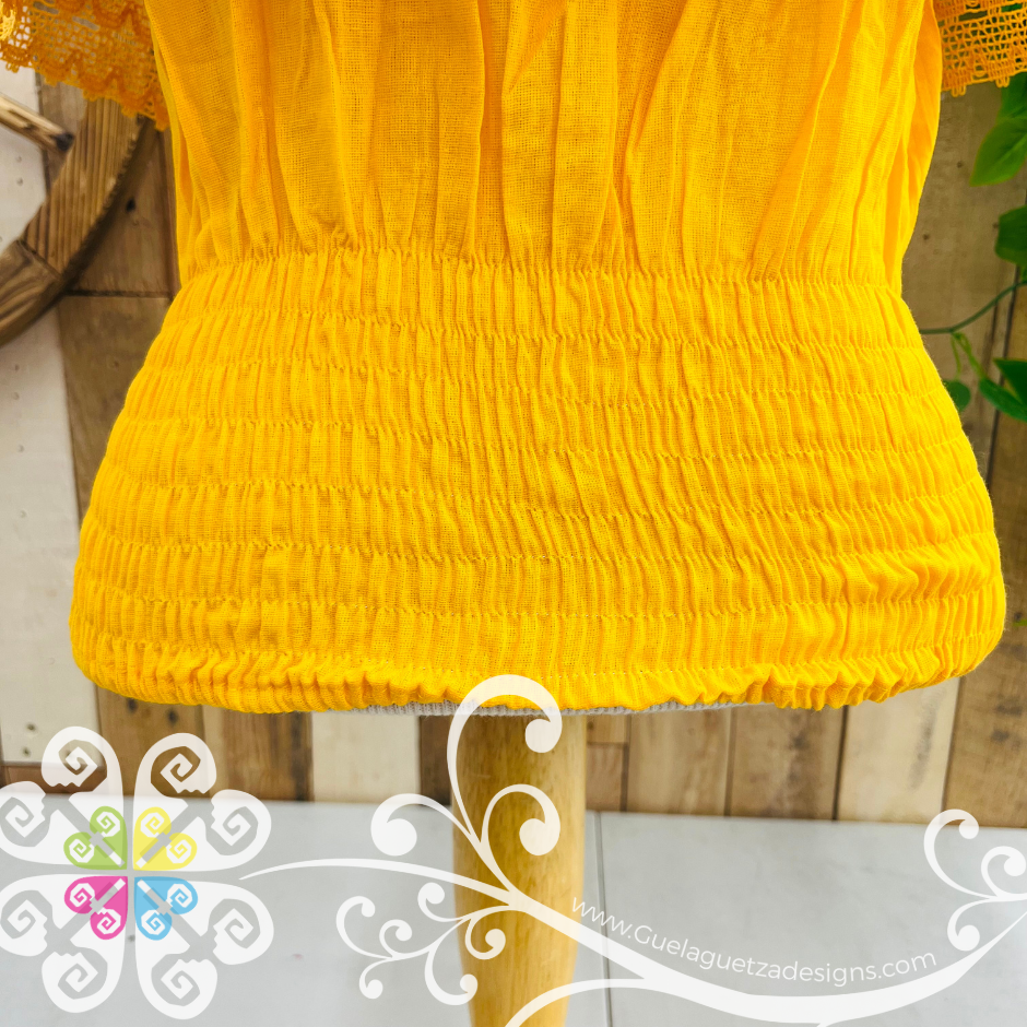 Yellow Campesina Embroider Crop Top- Women Top