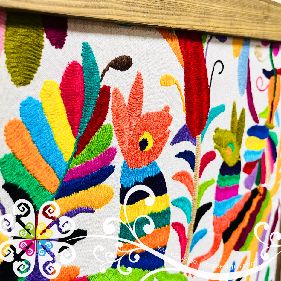Medium Long Embroidered Otomi Frame - Wall Art