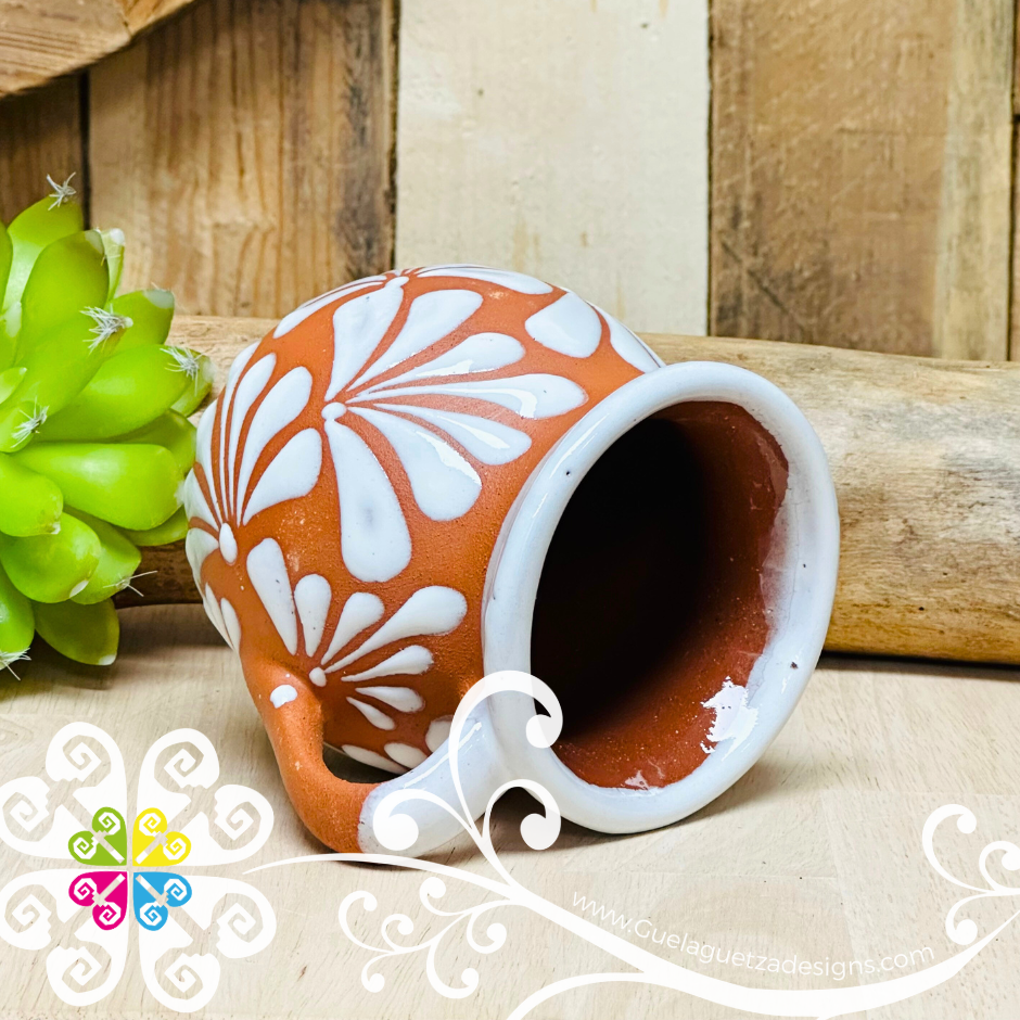 Set of 4 Natural/White Espiga Clay Mugs - Set Taza Barro