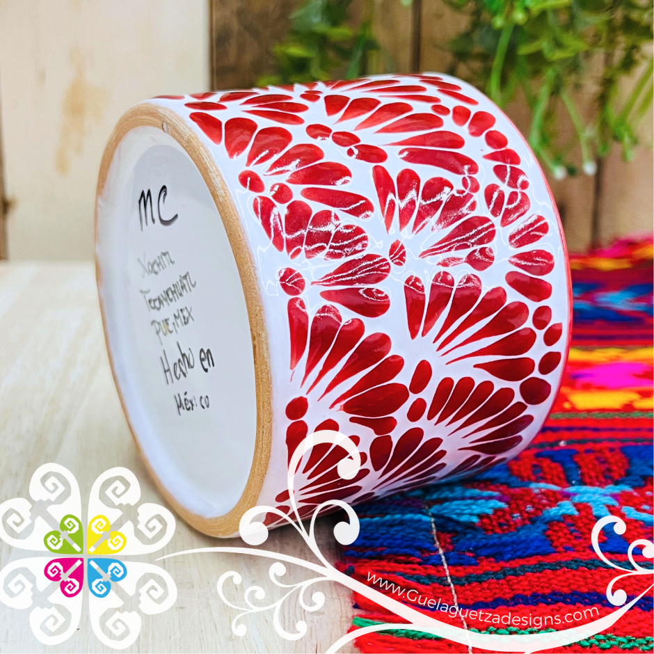 Medium Tazon Red Talavera Candle - Artisan Candles