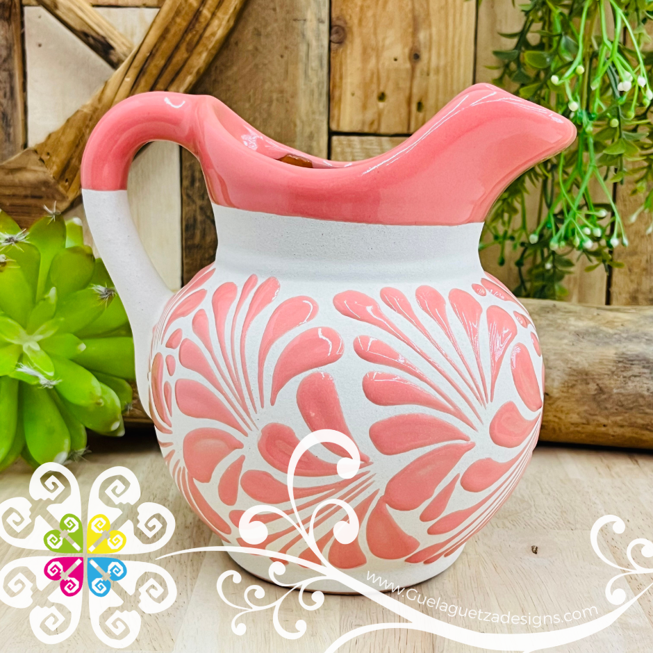 Pink Espiga Lechera Small Clay Pitcher - Jarro – Guelaguetza Designs