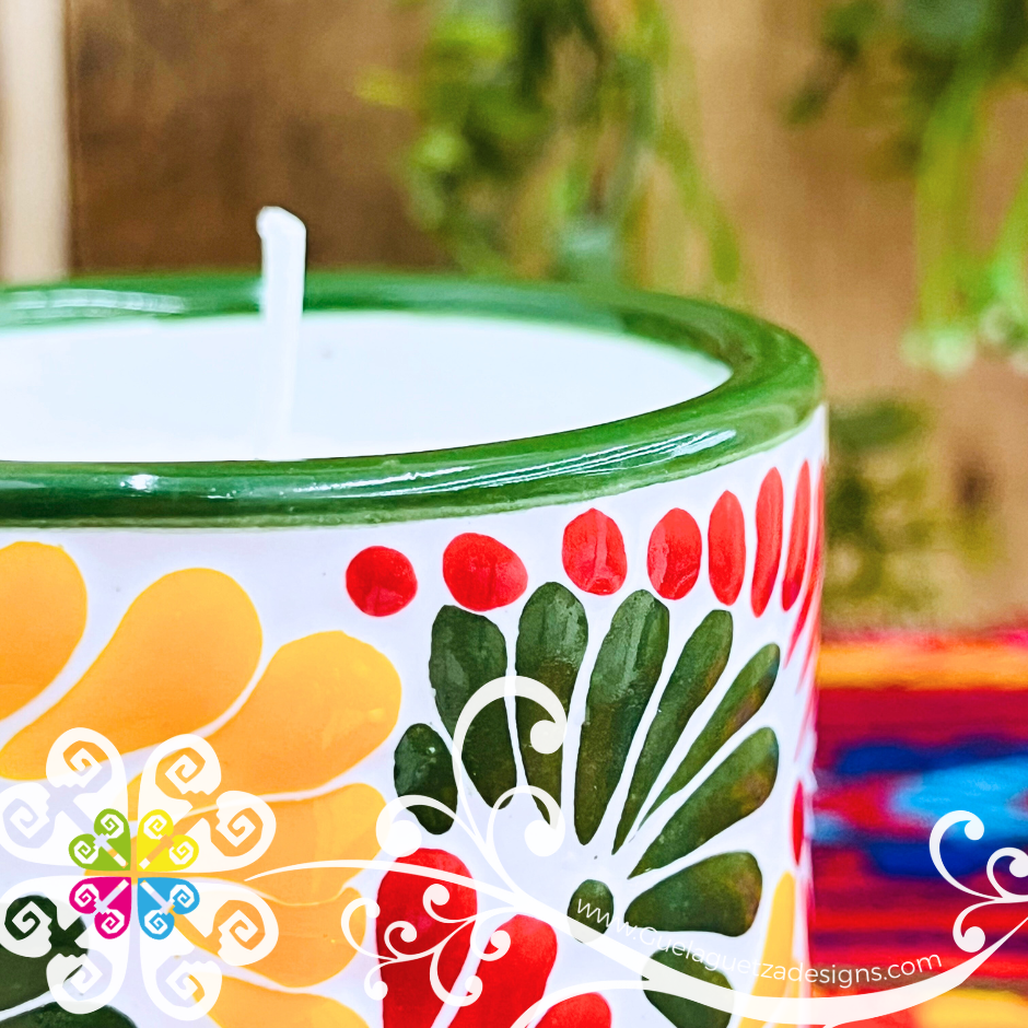 Large Cylinder Multicolor Talavera Candle - Artisan Candles