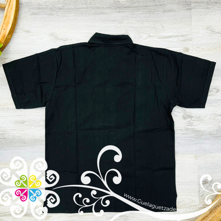 Black String Flowers - Embroider Men Shirt