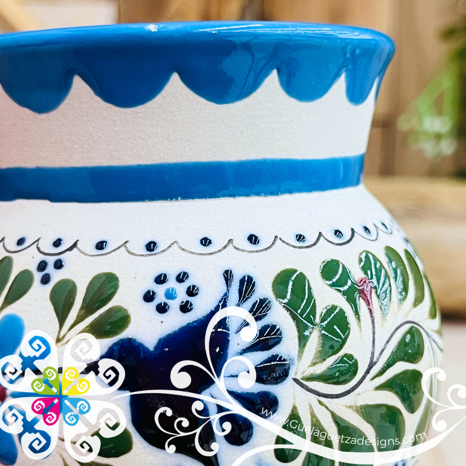 Blue Turquoise Taza Ponchera Colibri - Barro Alta Temperatura - Single Clay Mug