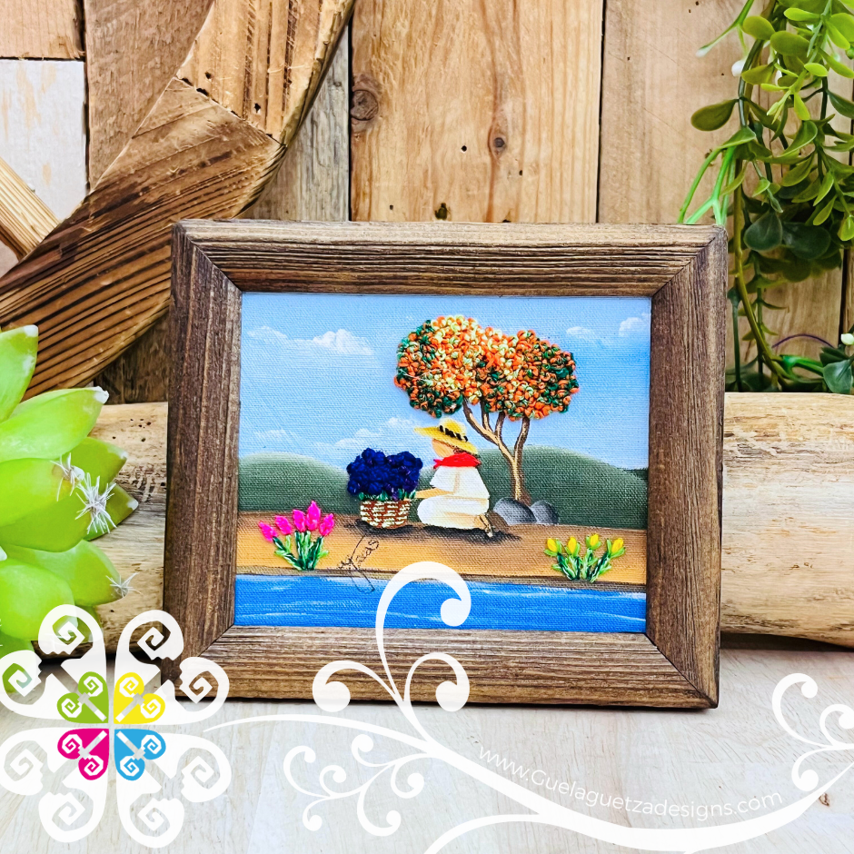 Campesinos - Embroidered Wood Frame