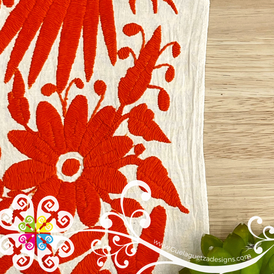 Orange Small Solid Otomi Table Runner - Camino de Tenango