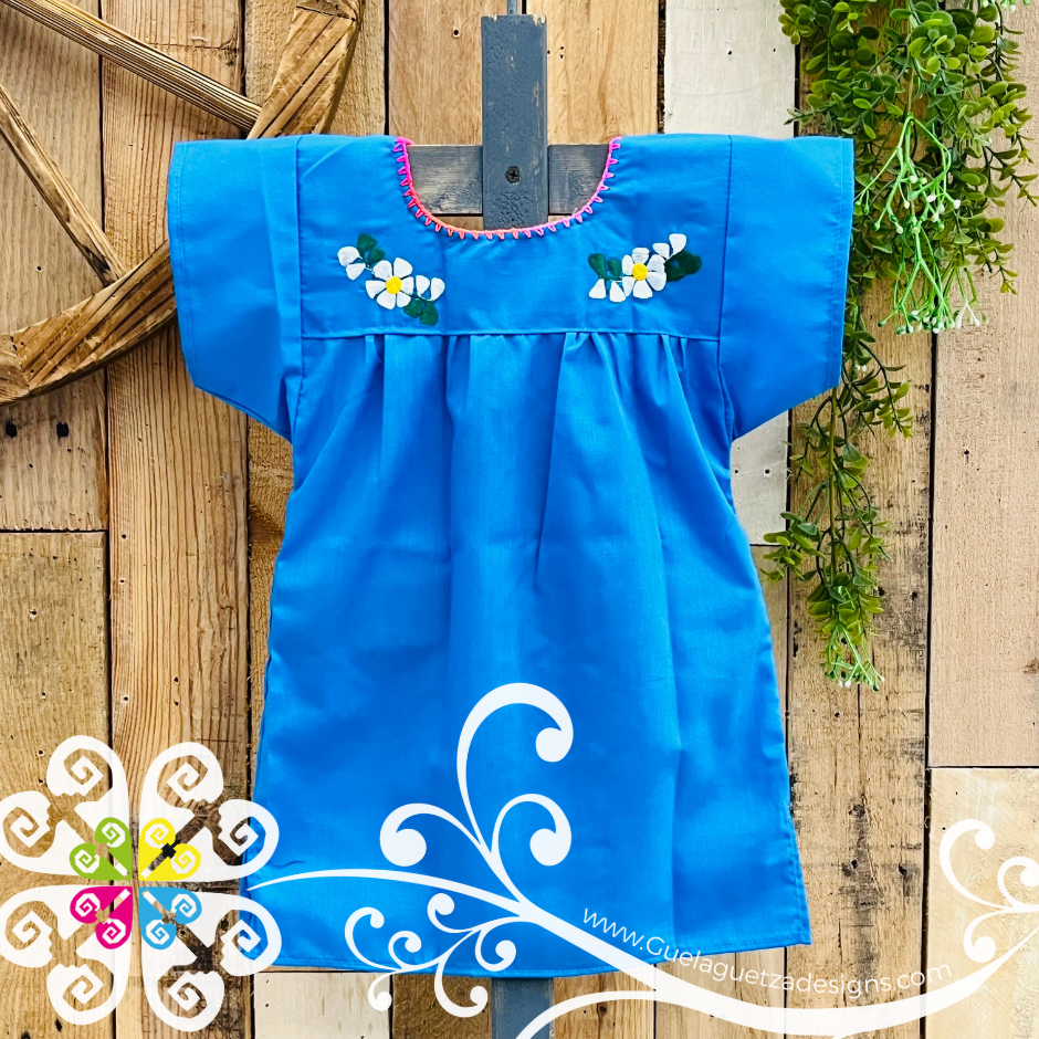 Blue Turquoise Vestido Tehuacan Nina - Tehuacan Children Dress