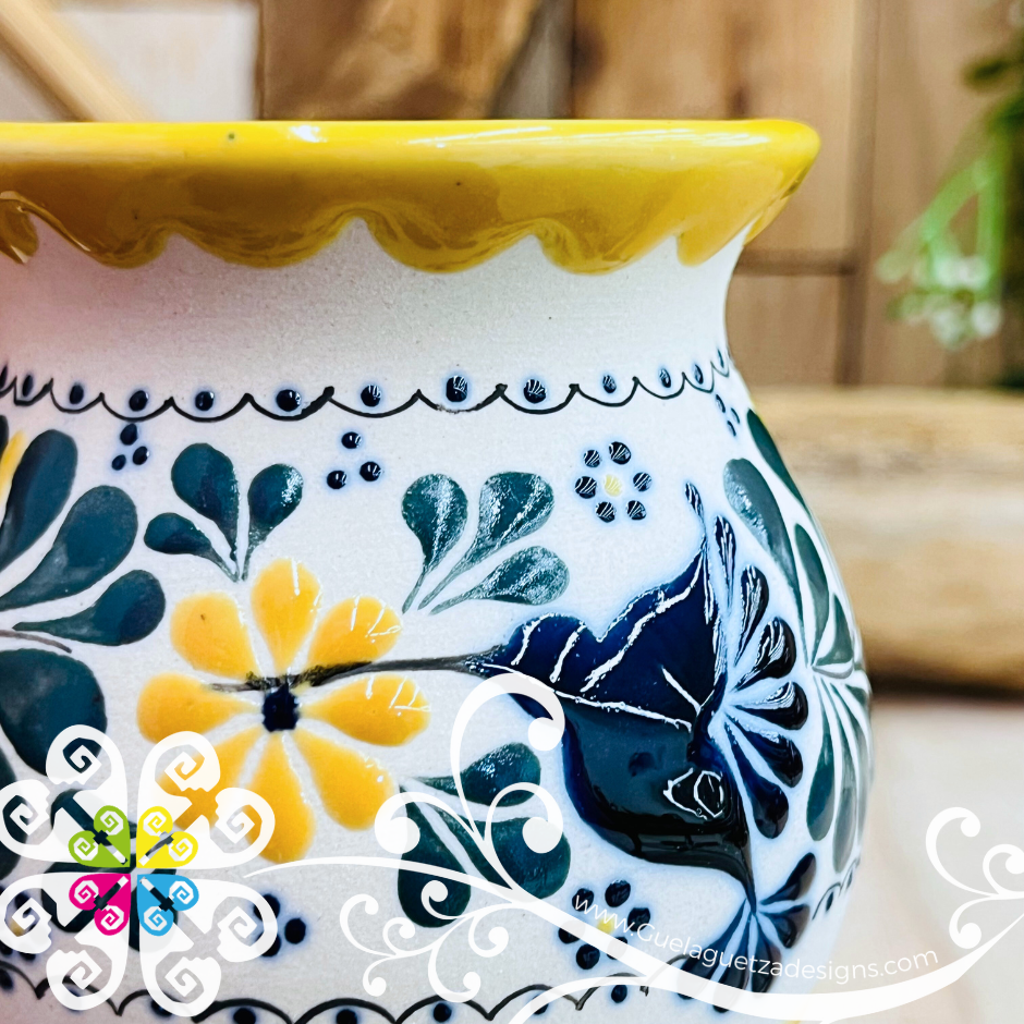 Yellow Taza Ponchera Colibri - Barro Alta Temperatura - Single Clay Mug